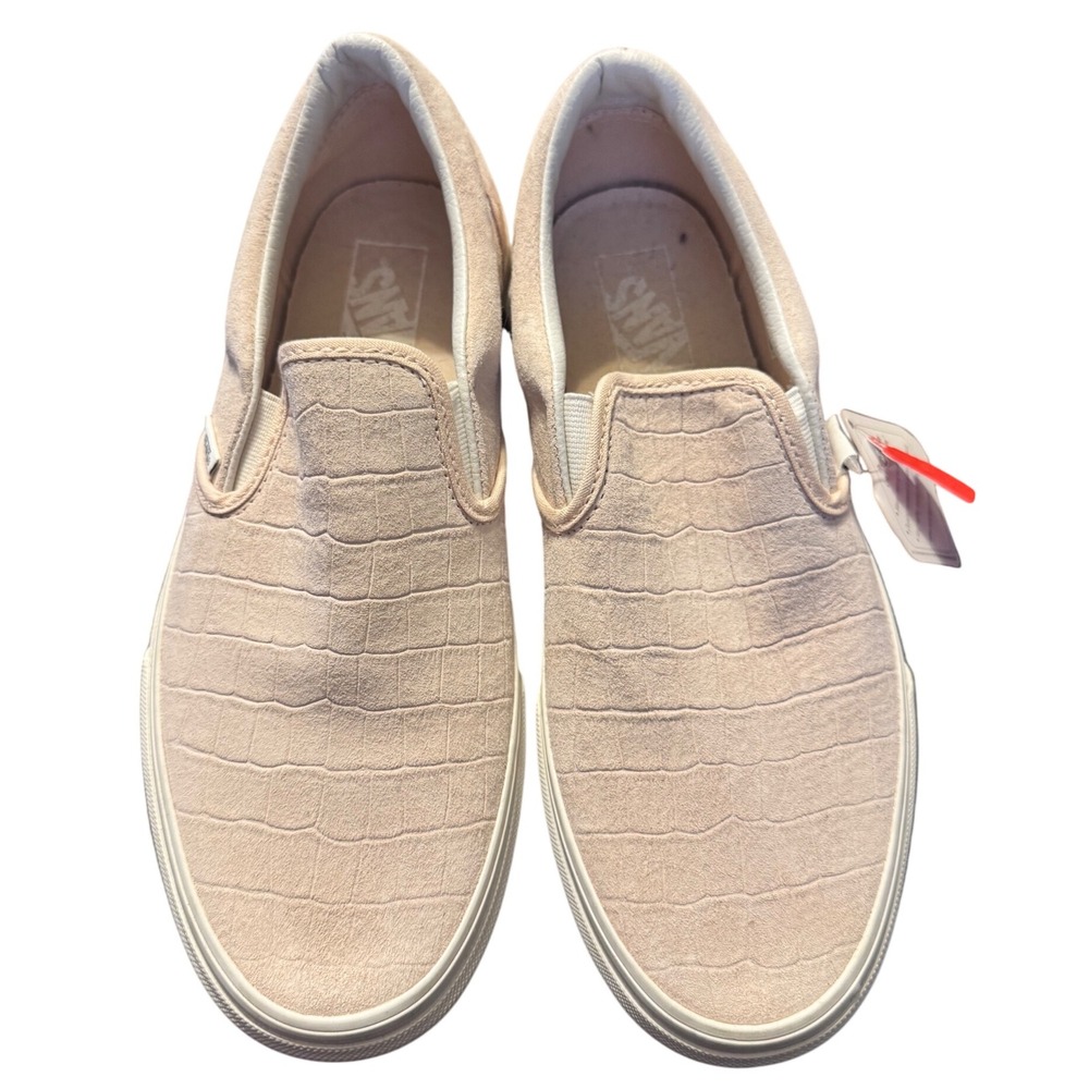 NWT Vans Slip On Croc Embossed Light Pink Suede Sneakers Women‎ 10 Men's 8.5